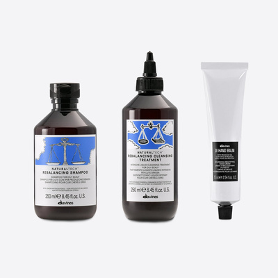 Zestaw Davines Naturaltech Rebalancing do włosów przetłuszczających się + krem do rąk OI
