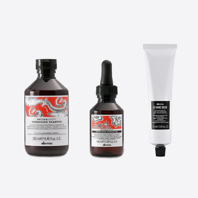 Zestaw Davines Naturaltech Energizing do włosów wypadających: szampon + serum superactive + krem do rąk OI