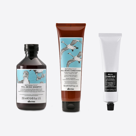 Zestaw Davines Naturaltech Well-Being o działaniu nawilżającym + krem do rąk OI