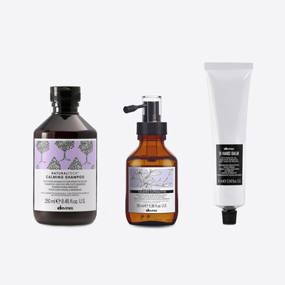 Zestaw Davines Naturaltech Claming do wrażliwej skóry głowy + krem do rąk OI