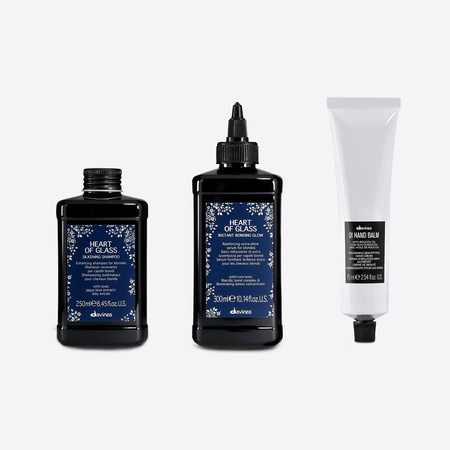 Zestaw Davines Heart of Glass do włosów blond: szampon + serum + krem do rąk OI