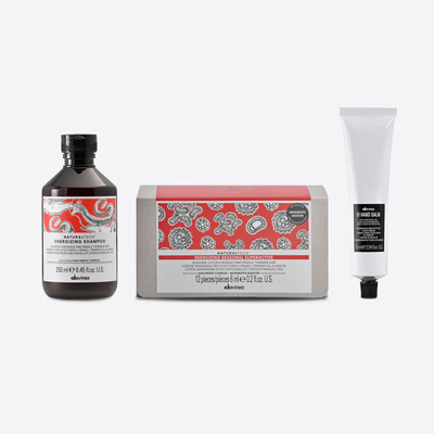 Zestaw Davines Naturaltech Energizing do włosów wypadających: szampon + ampułki + krem do rąk OI