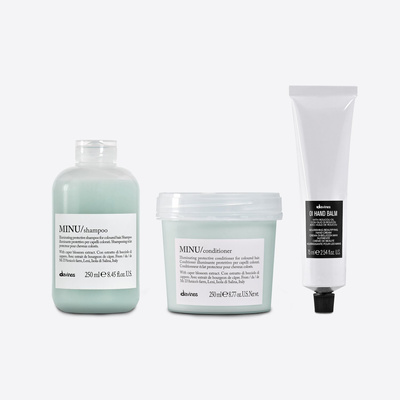 Zestaw Davines Essential Haircare MINU do włosów farbowanych + krem do rąk OI